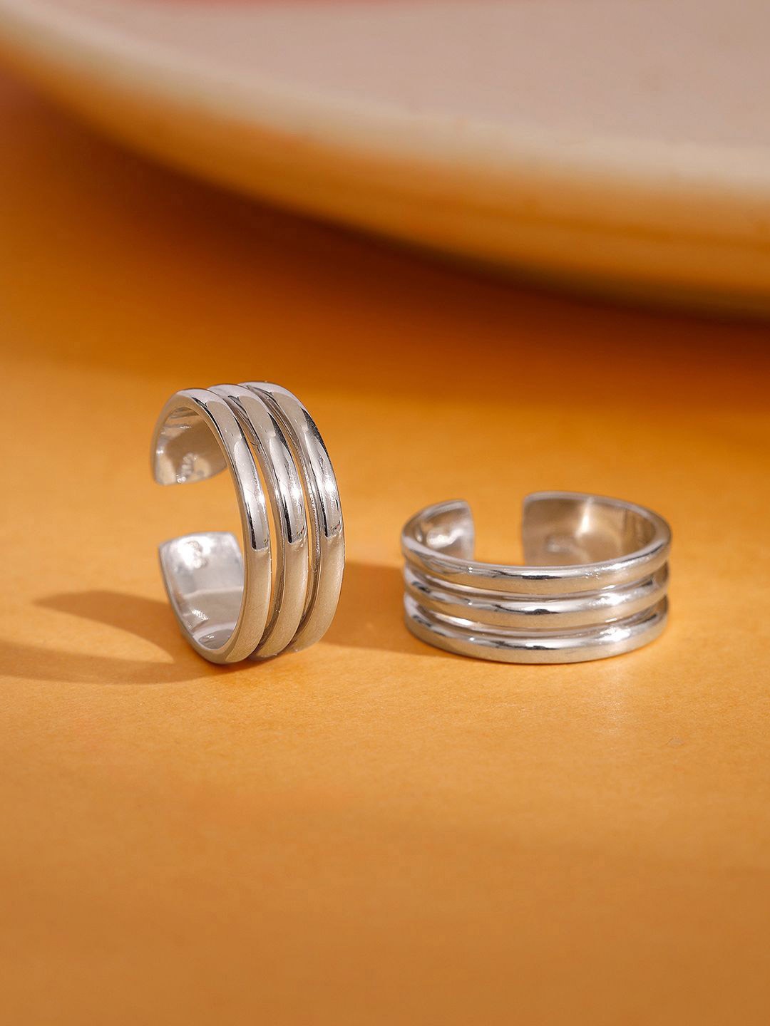 

GIVA Rhodium-Plated Toe Rings, Silver