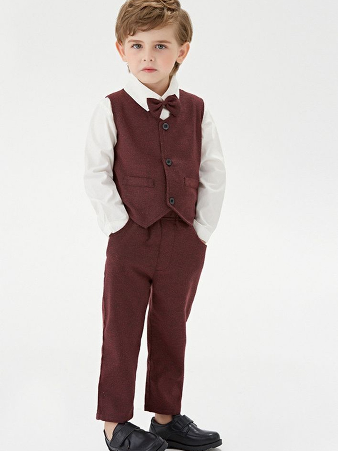 

LULU & SKY 3-Piece Single-Breasted Suits, Burgundy