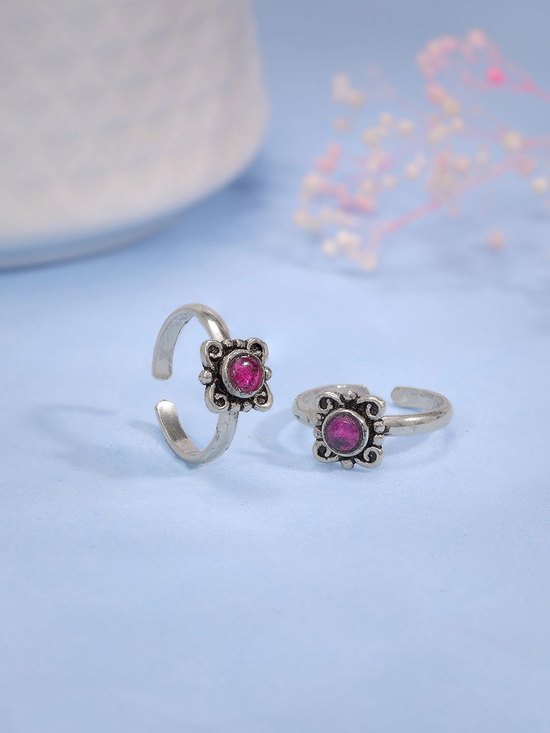 

GIVA Rhodium-Plated Oxidised Toe Rings, Silver