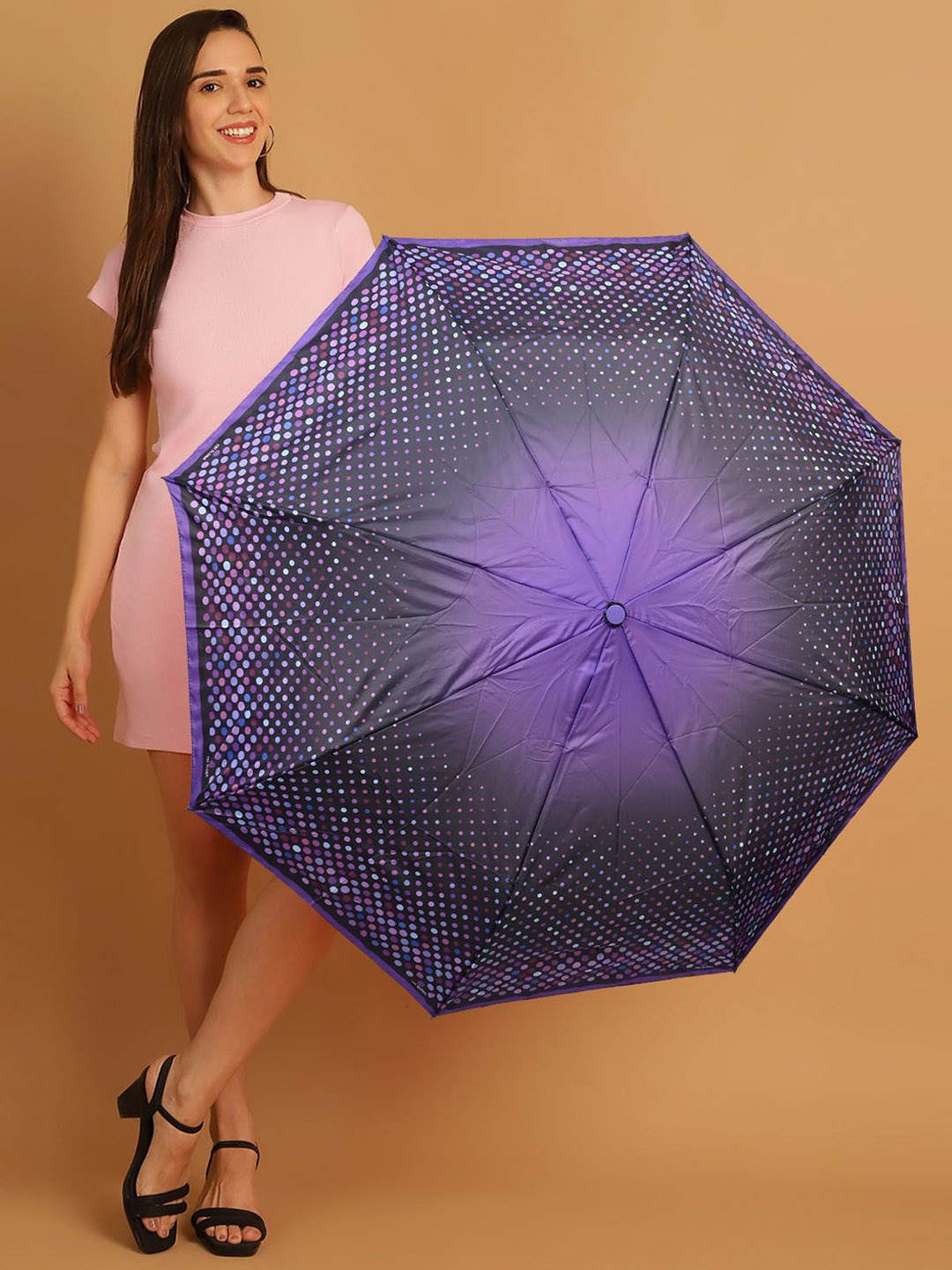 

LOOM LEGACY Semi-Automatic 3 Fold Floral Umbrellas, Purple