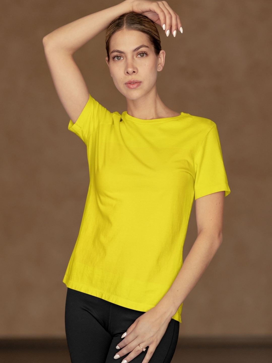 

Moda Rapido Women Cotton Bio Finish Solid T-shirt, Yellow