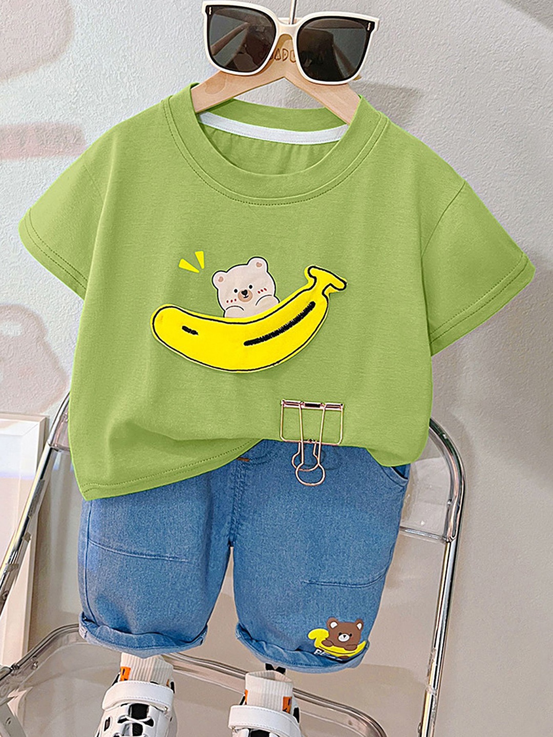 

LULU & SKY Boys Printed T-shirt with Shorts, Green