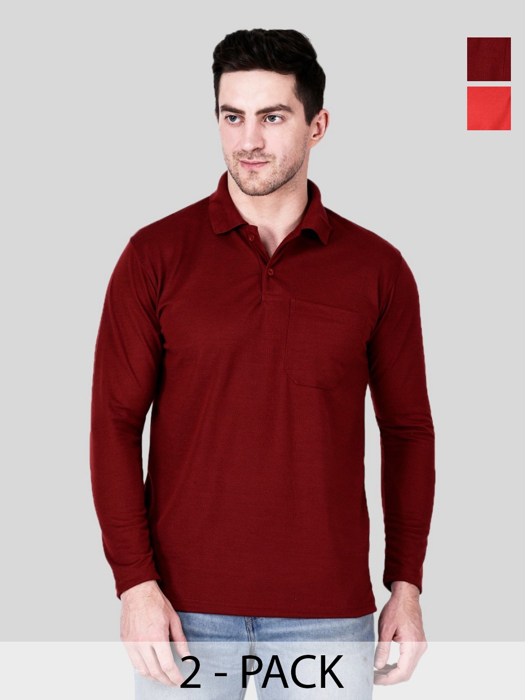 

SAIKSA FASHION Men 2 Polo Collar Pockets T-shirt, Multi