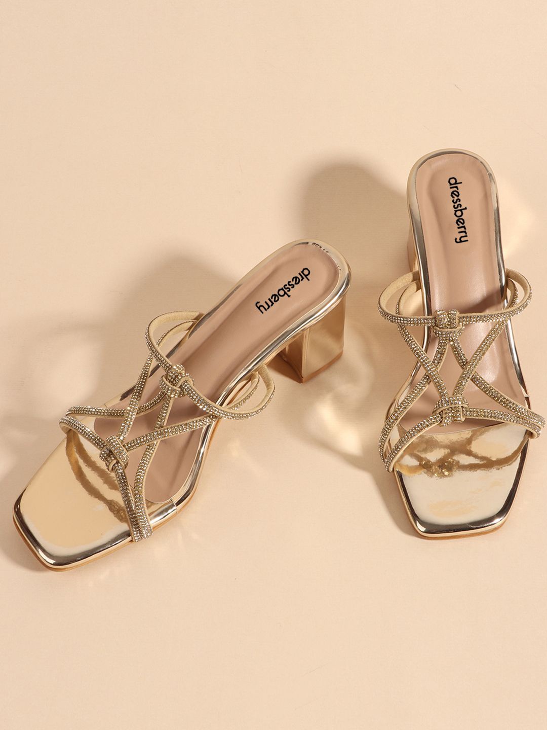 

DressBerry Party Block Sandals, Copper