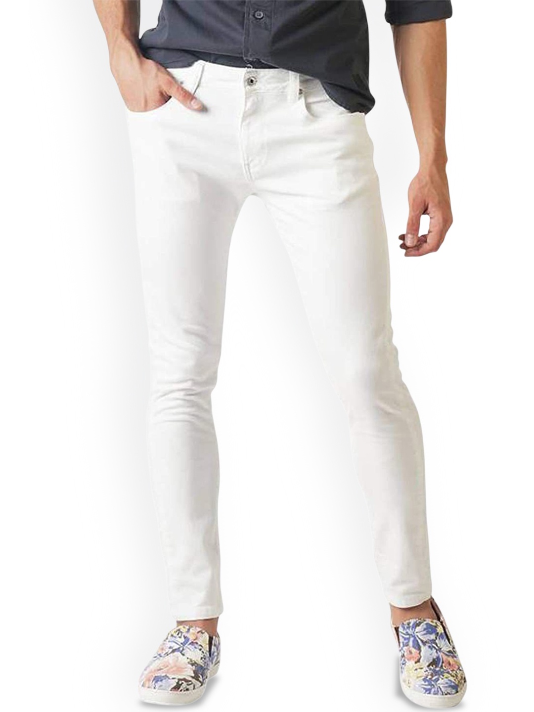 

COMFITS Men Classic Low Distress Jeans, White