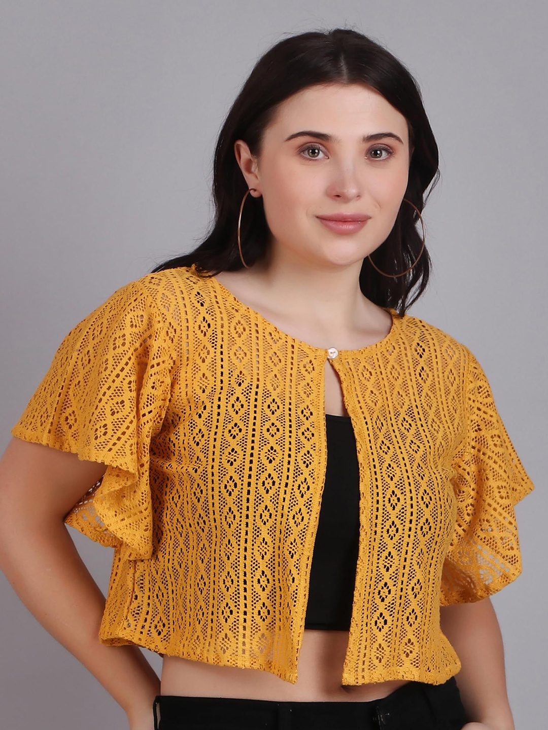 

SZN Women Button Shrug, Mustard