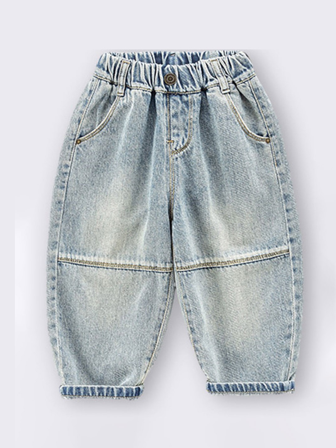 

LULU & SKY Unisex Kids High-Rise Low Distress Heavy Fade Jeans, Blue