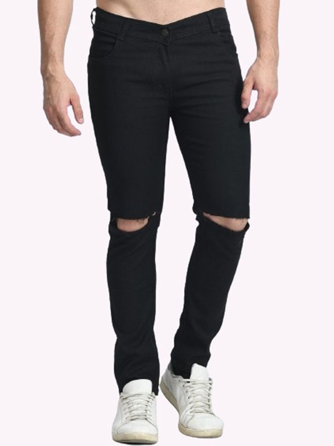 

COMFITS Men Classic Slash Knee Stretchable Jeans, Black