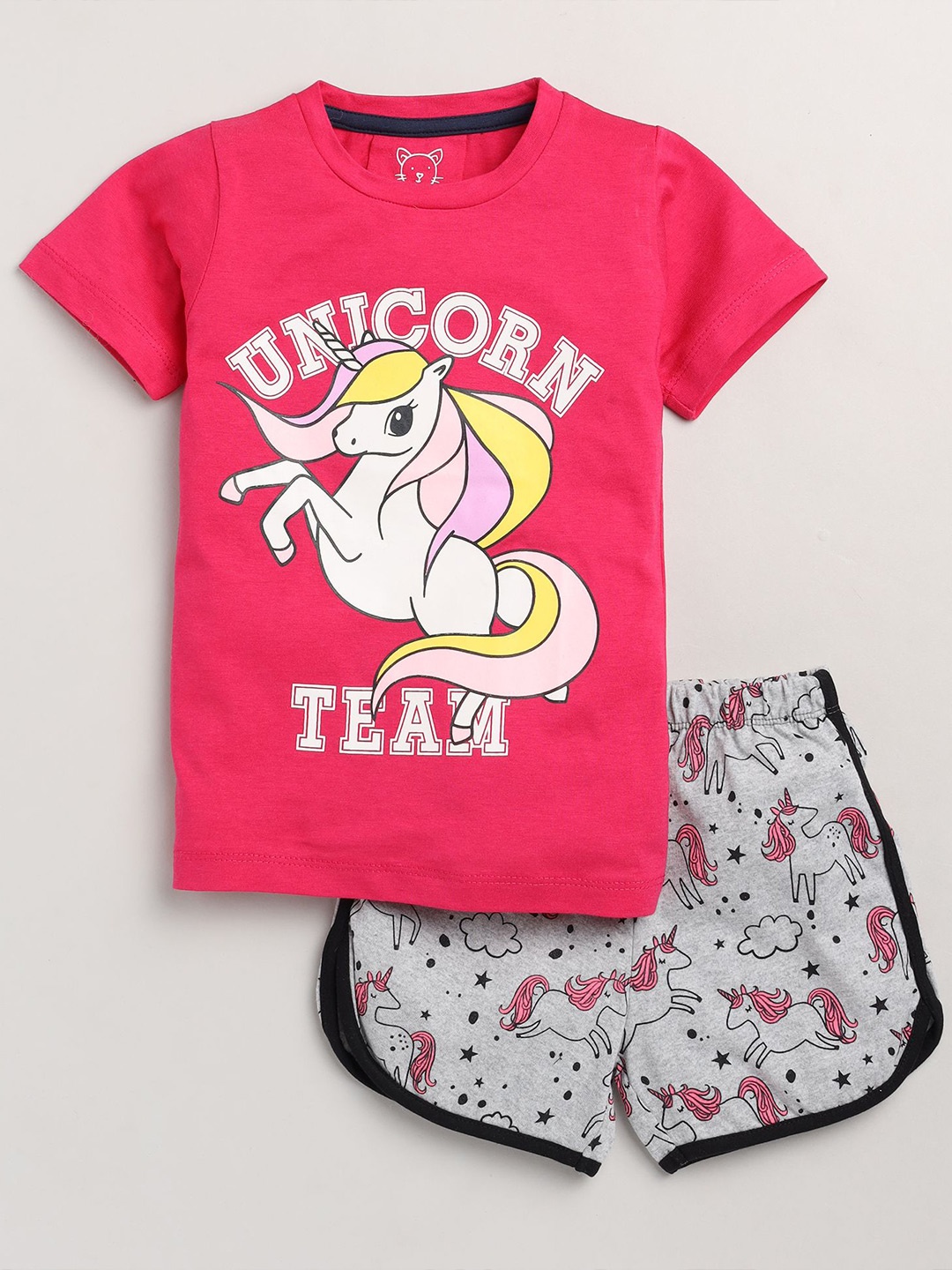 

YK Girls Printed T-shirt with Shorts, Red