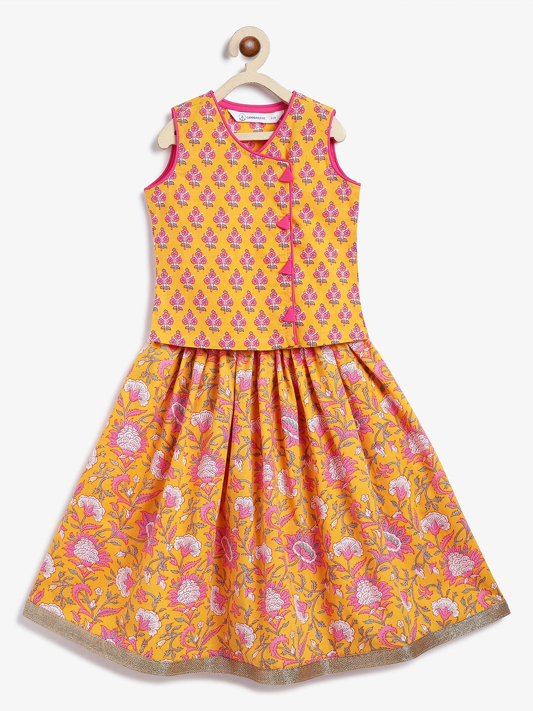 

Campana Girls Printed Ready to Wear Lehenga &, Yellow