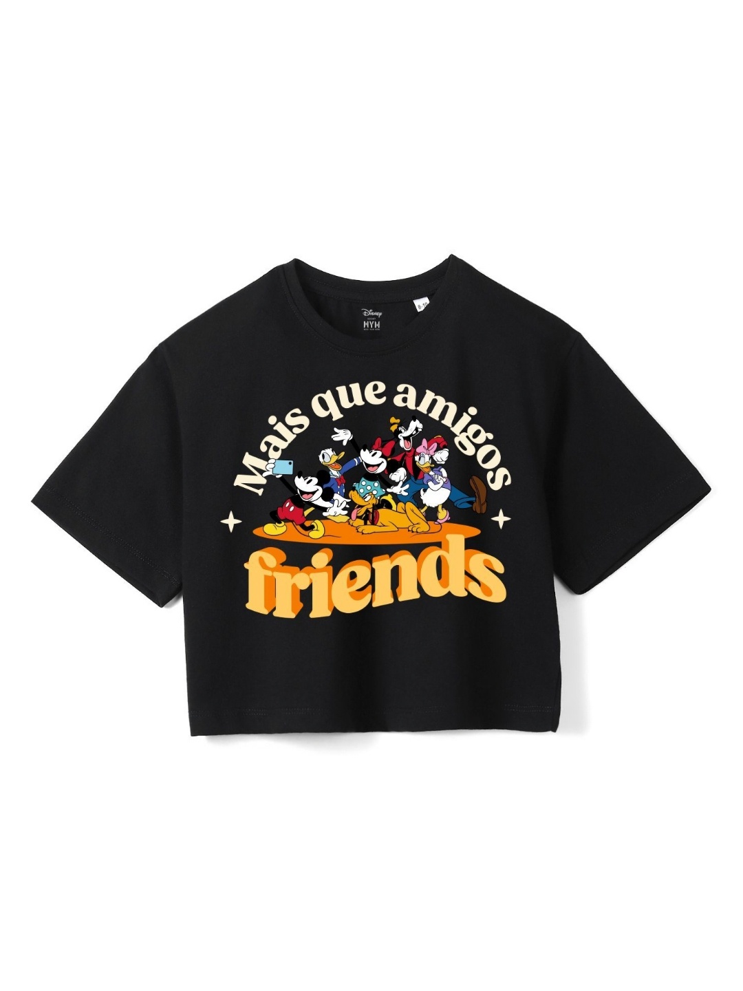 

Wear Your Mind Girls Printed Pure Cotton Applique Boxy T-shirt, Black