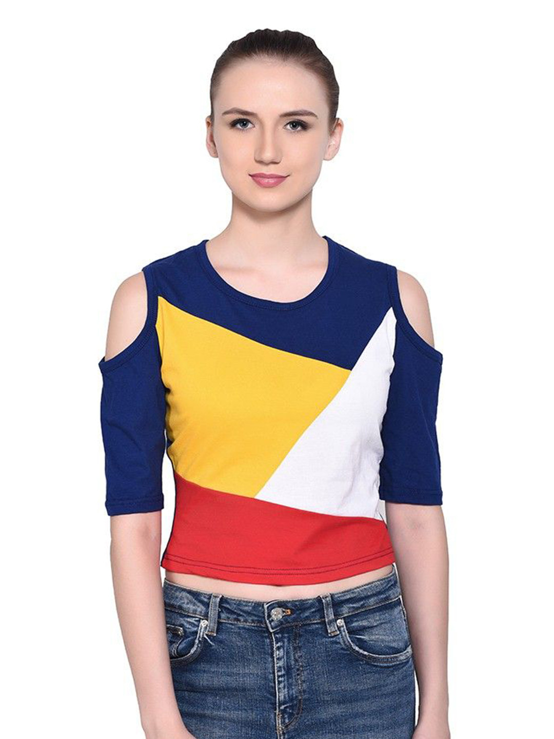 

BEYOU FASHION Women Striped Raw Edge Slim Fit T-shirt, Multi
