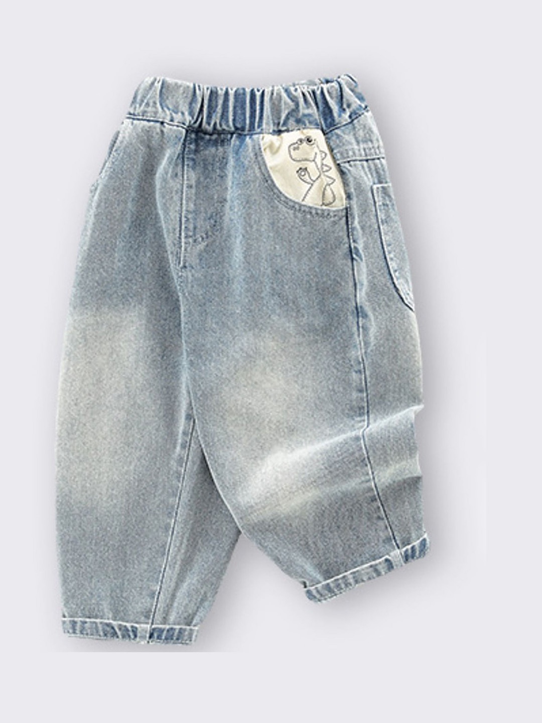 

LULU & SKY Unisex Kids Tapered Fit High-Rise Low Distress Heavy Fade Jeans, Blue