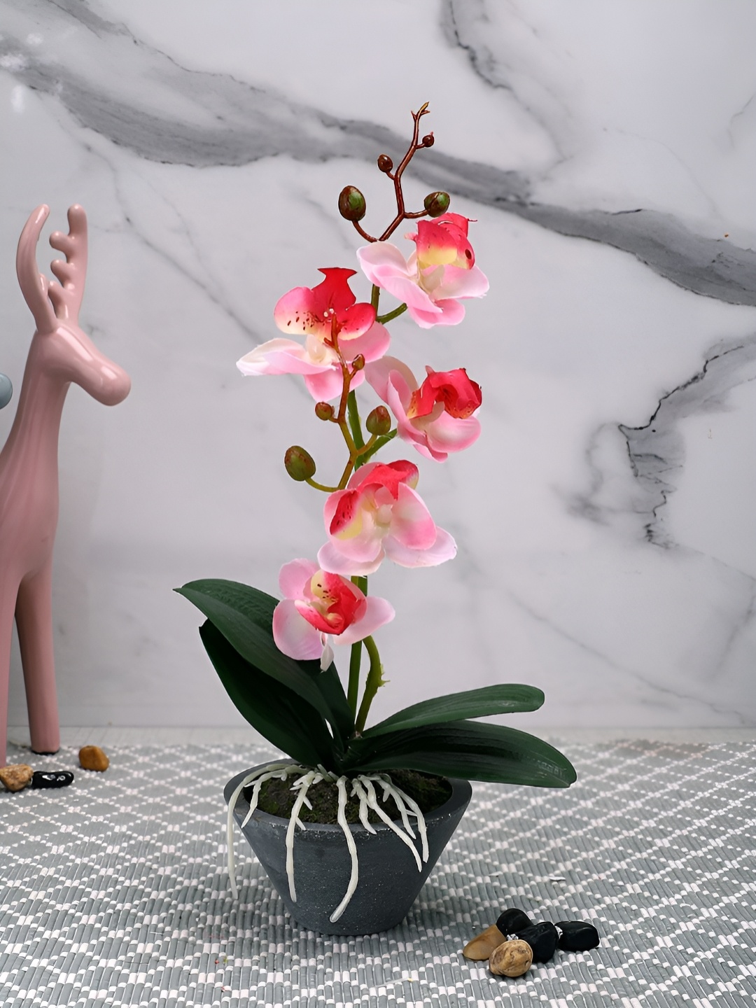 

TAYHAA Grey 1 Pieces Orchid Artificial Plant With Pot