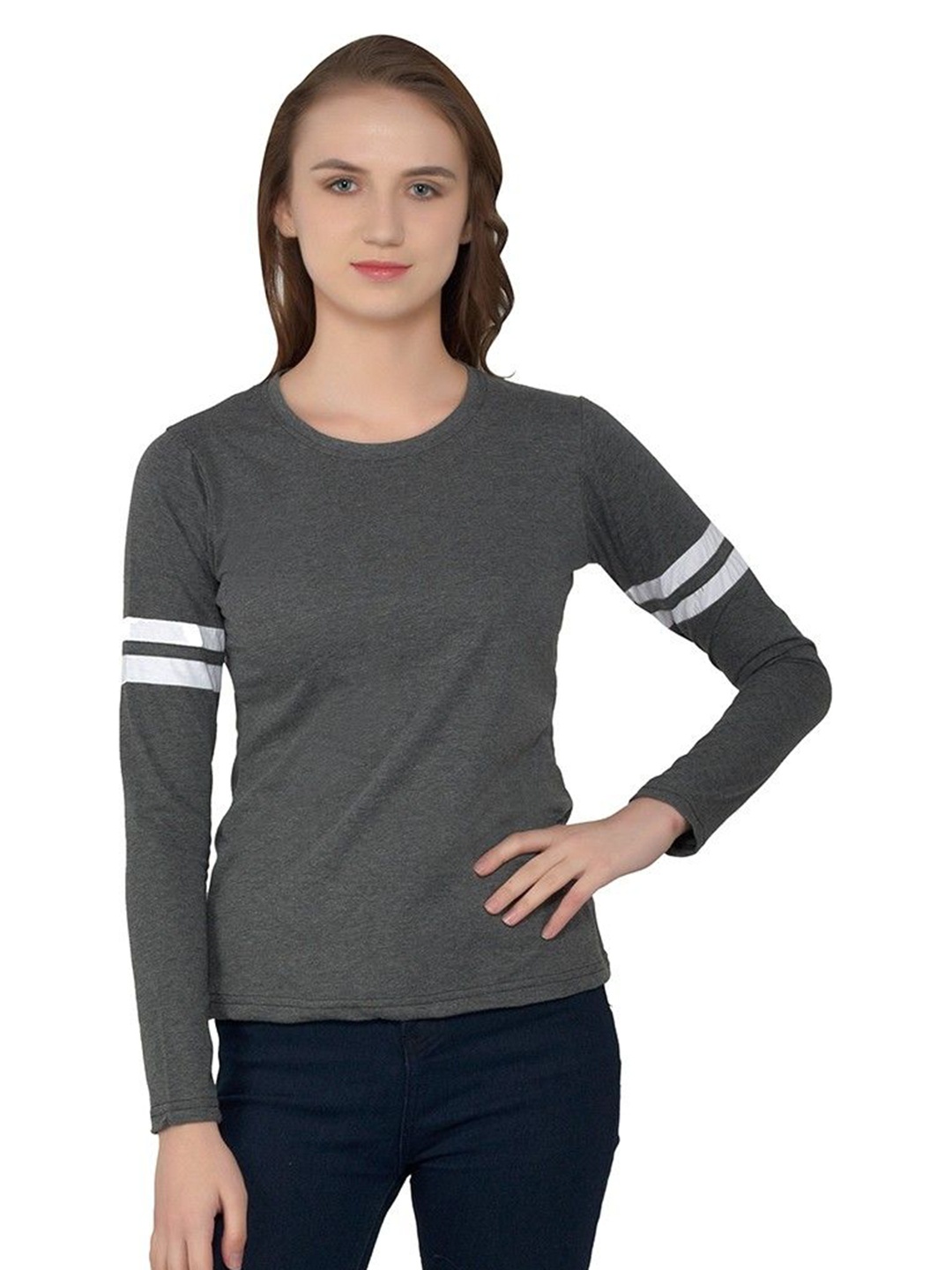 

BEYOU FASHION Women Applique Slim Fit T-shirt, Grey