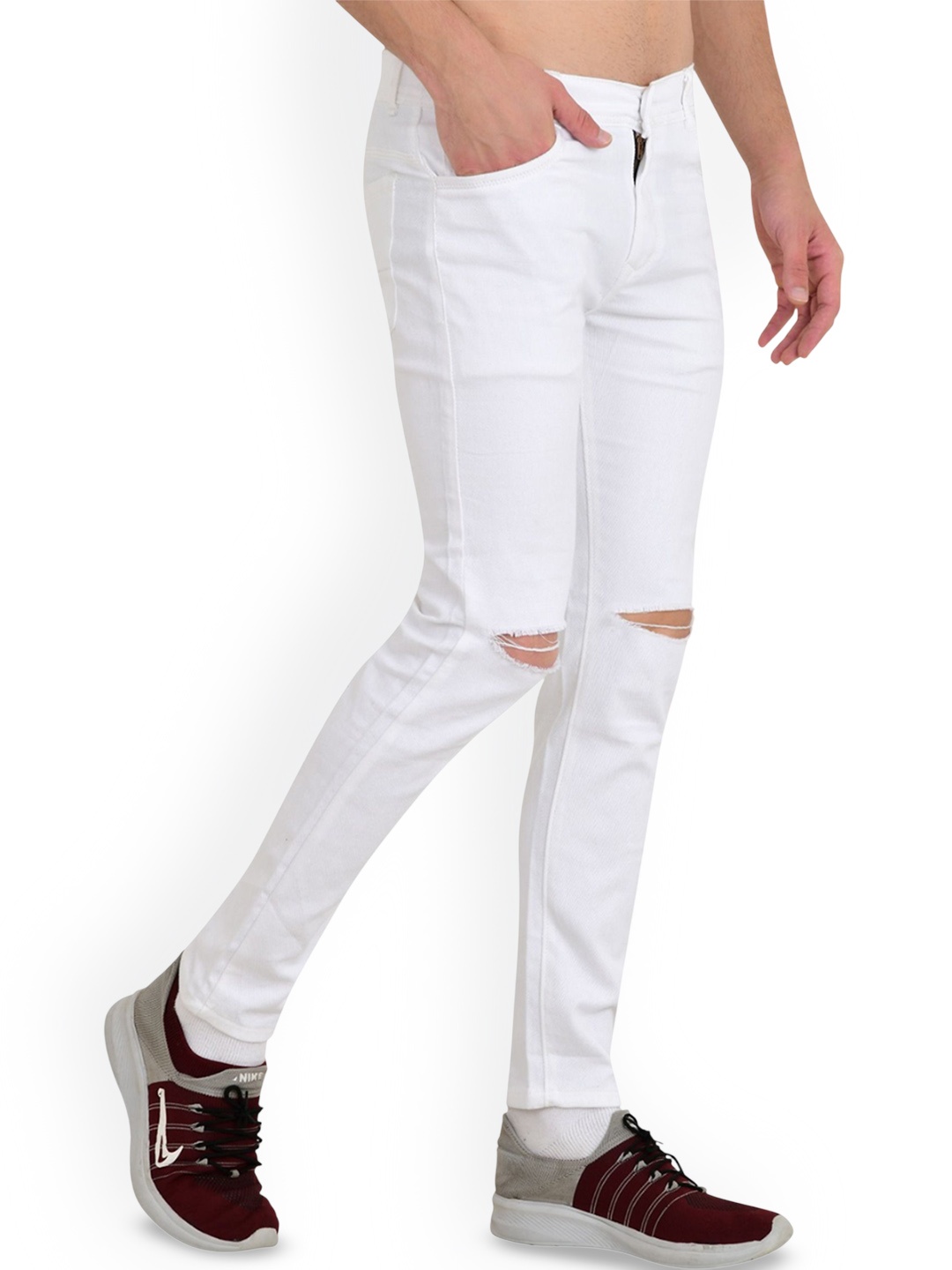 

COMFITS Men Classic Slash Knee Stretchable Jeans, White