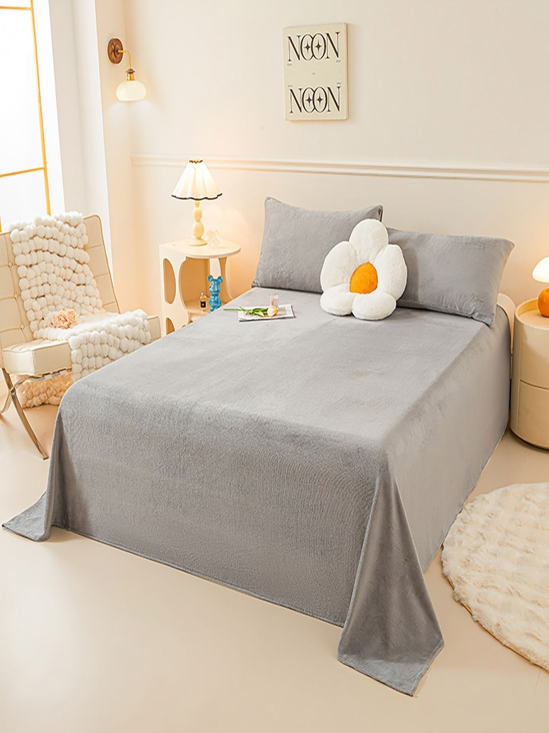 

JC HOME Grey 150 TC Single Bedsheet with 1 Pillow Covers