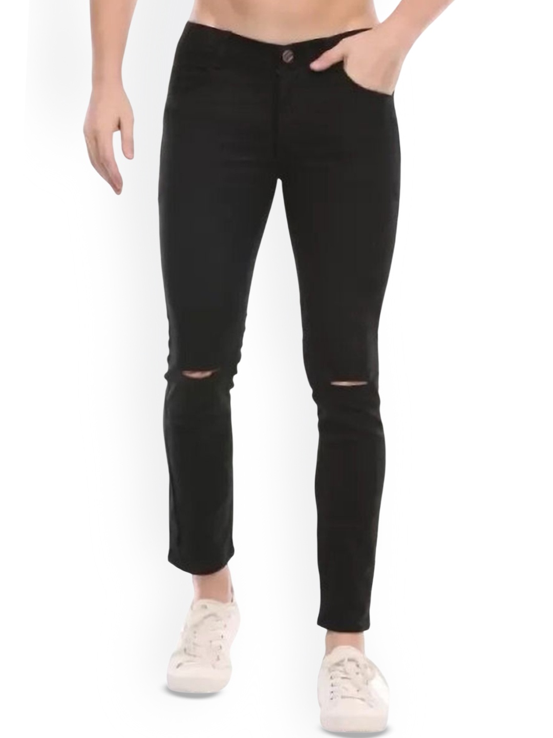 

COMFITS Men Classic Slash Knee Stretchable Jeans, Black