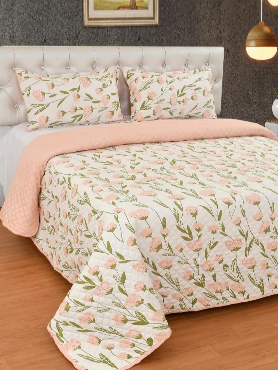 

Aura Blue & Pink Floral Printed Cotton Ultra-Soft King Size Bedsheet With 2 Pillow Covers