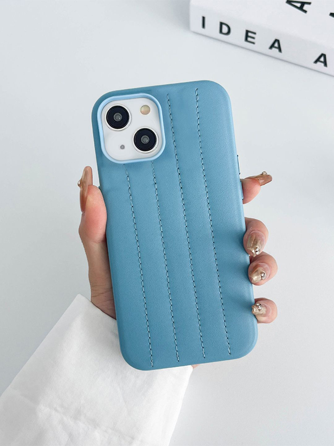 

QRIOH Solid Printed iPhone 15 Plus Back Case Mobile Accessories, Turquoise blue