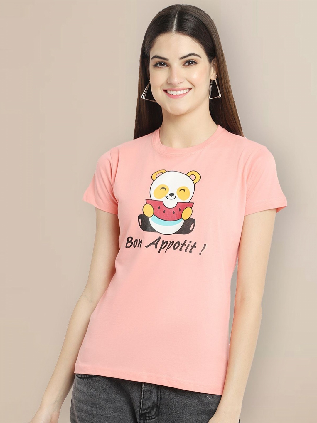 

GLOBAL NOMAD Women Typography Printed T-shirt, Pink
