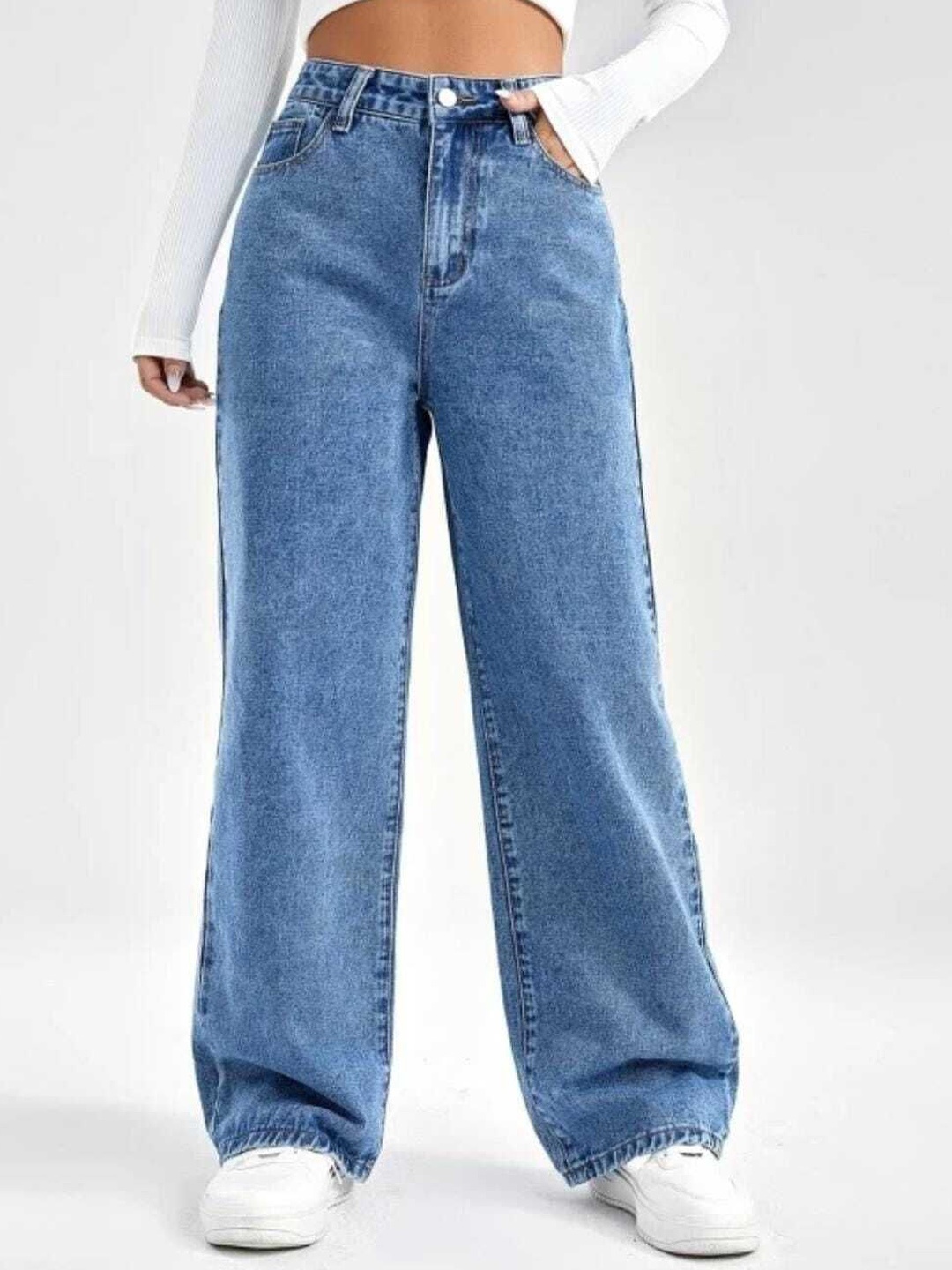 

VBEAUTI Women Jean Boyfriend Fit High-Rise Stretchable Jeans, Blue