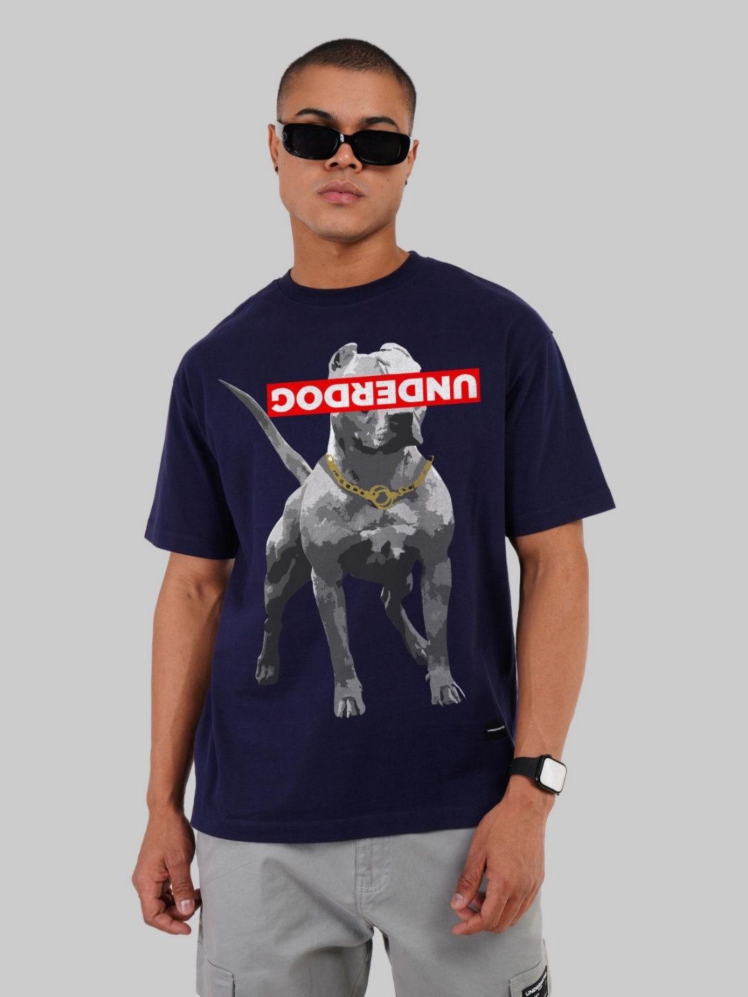 

Underrated Club Men Printed Bio Finish Applique T-shirt, Navy blue
