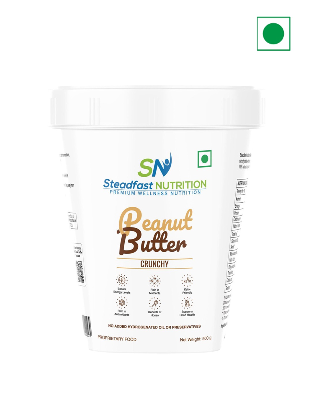 

Steadfast Nutrition Crunchy Healthiest Honey Peanut Butter - 500g, Brown