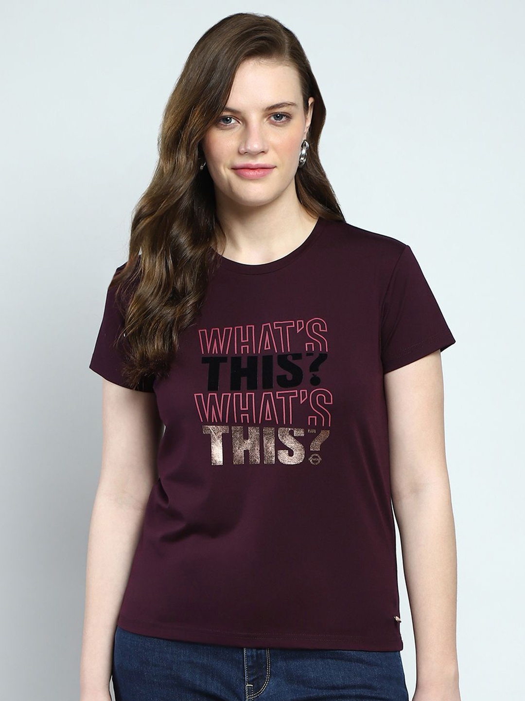 

Monte Carlo Print Top, Maroon