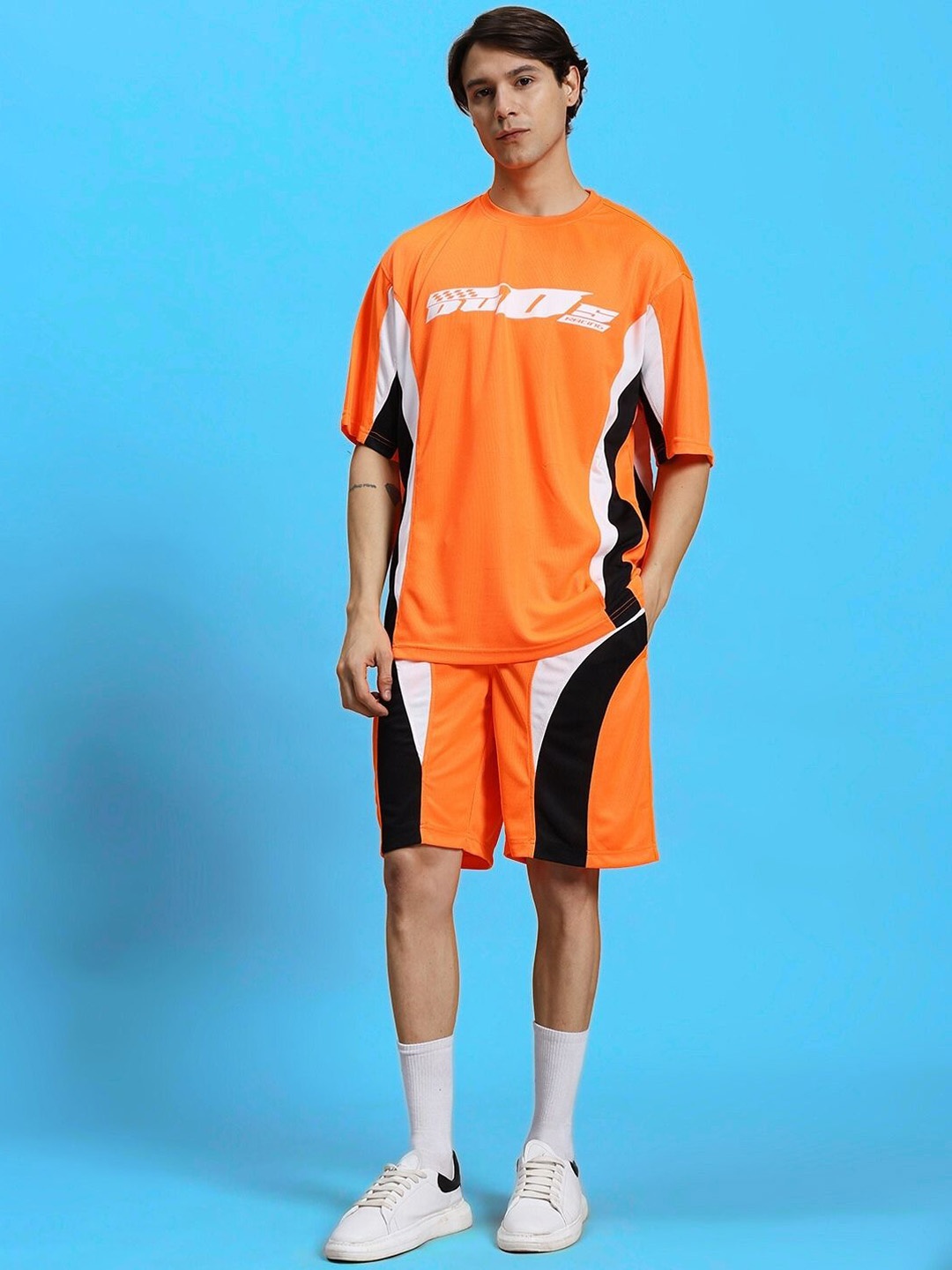 

WEARDUDS FIFA Cotton Round Neck T-Shirt With Shorts Co-Ords, Orange