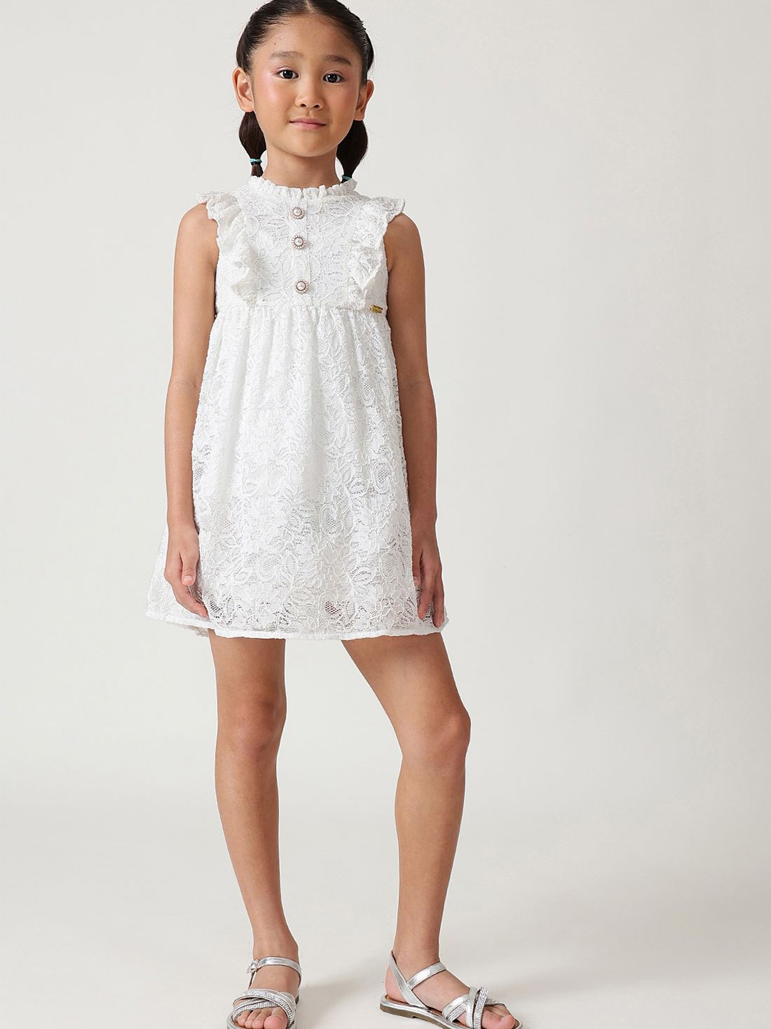 

One Friday Lace A-Line Dress, Off white