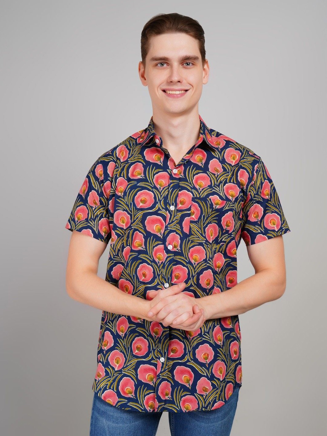 

Le Mec Men Opaque Printed Casual Shirt, Blue