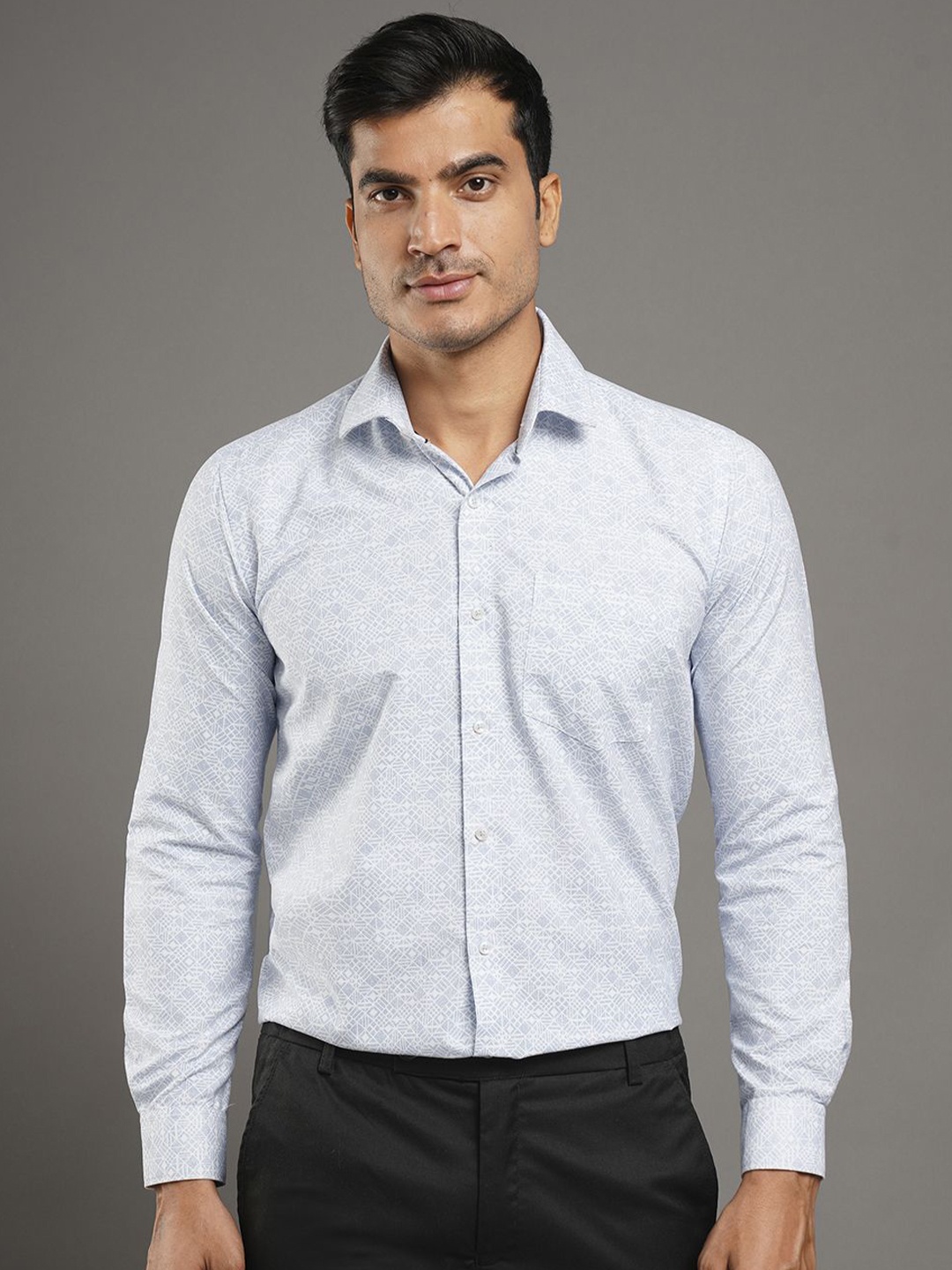 

John Philips Men Slim Fit Floral Opaque Printed Casual Shirt, Blue