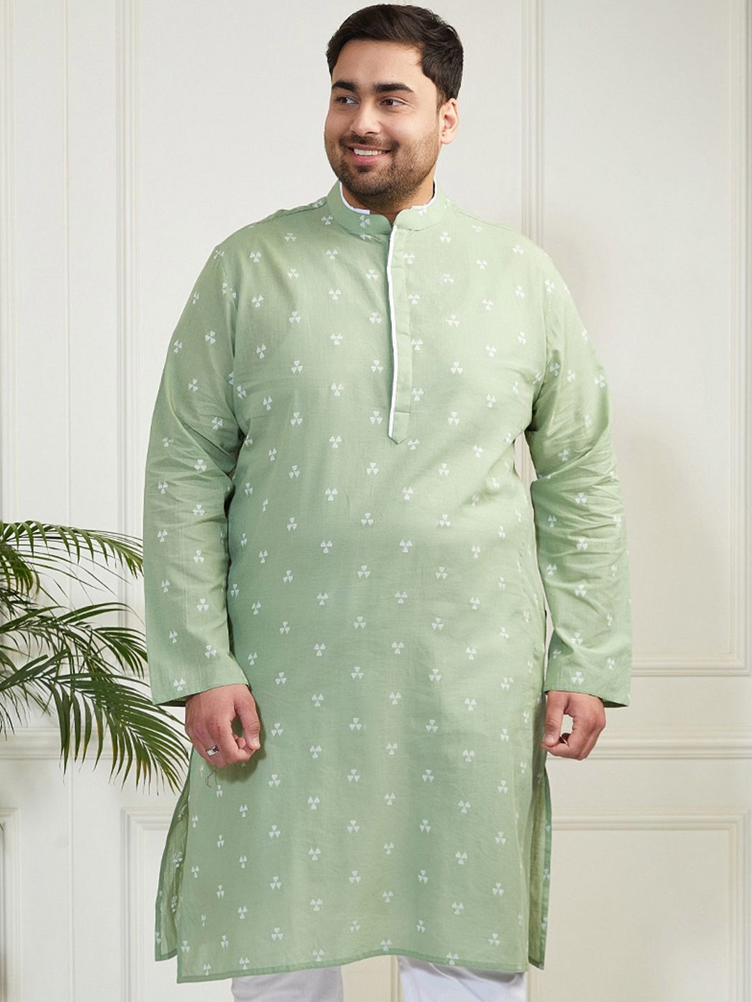 

VASTRAMAY Men Jacquard Kurta, Green