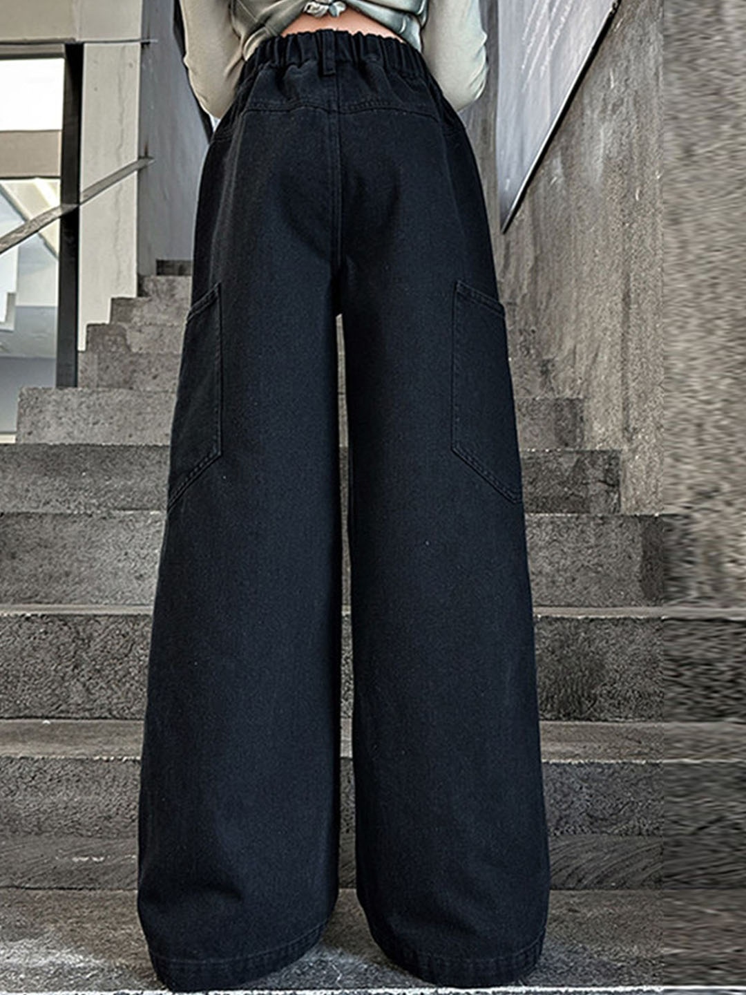 

LULU & SKY Girls Wide Leg High-Rise Highly Distressed Jeans, Black