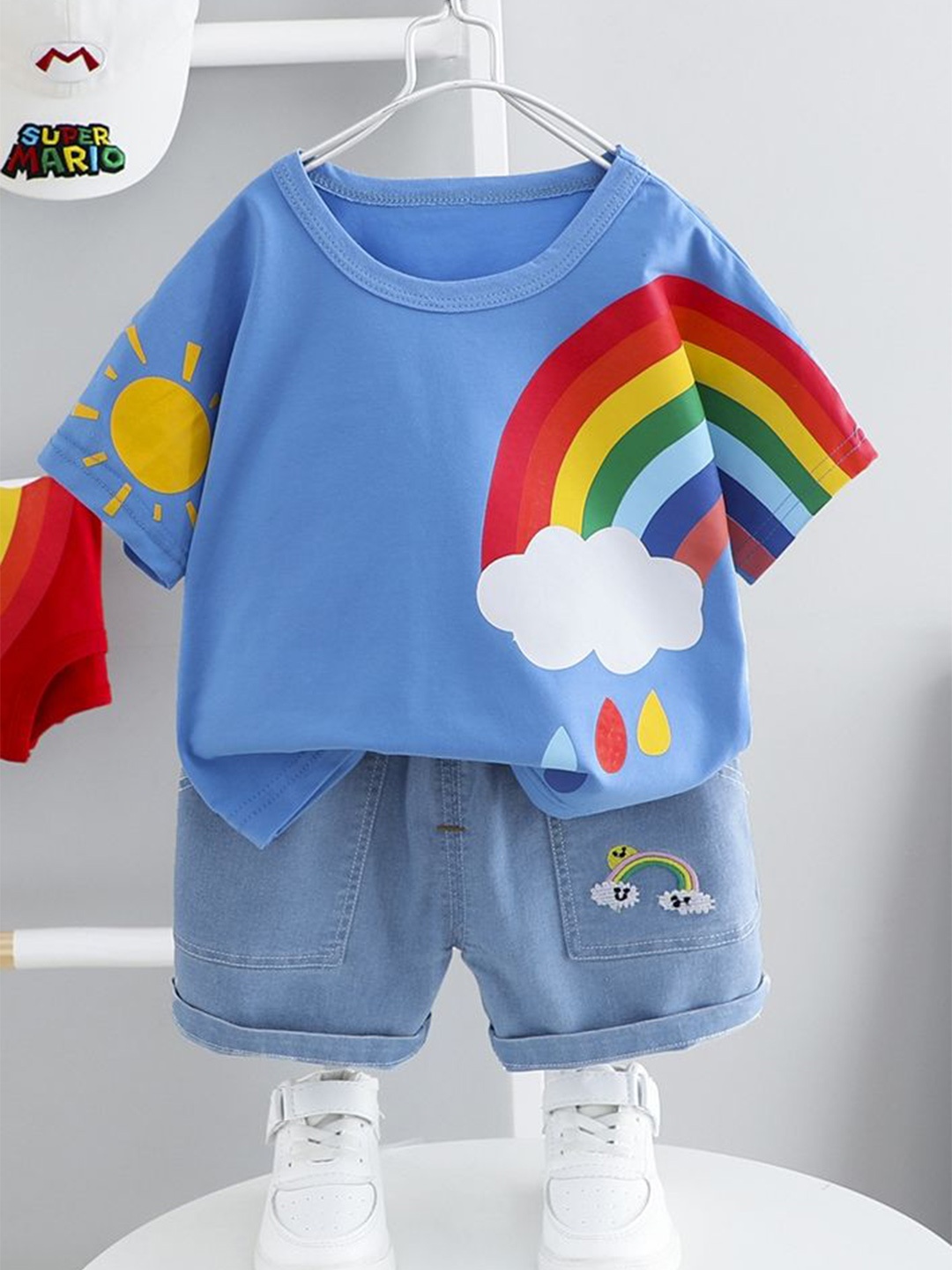 

LULU & SKY Boys Printed T-shirt with Shorts, Blue