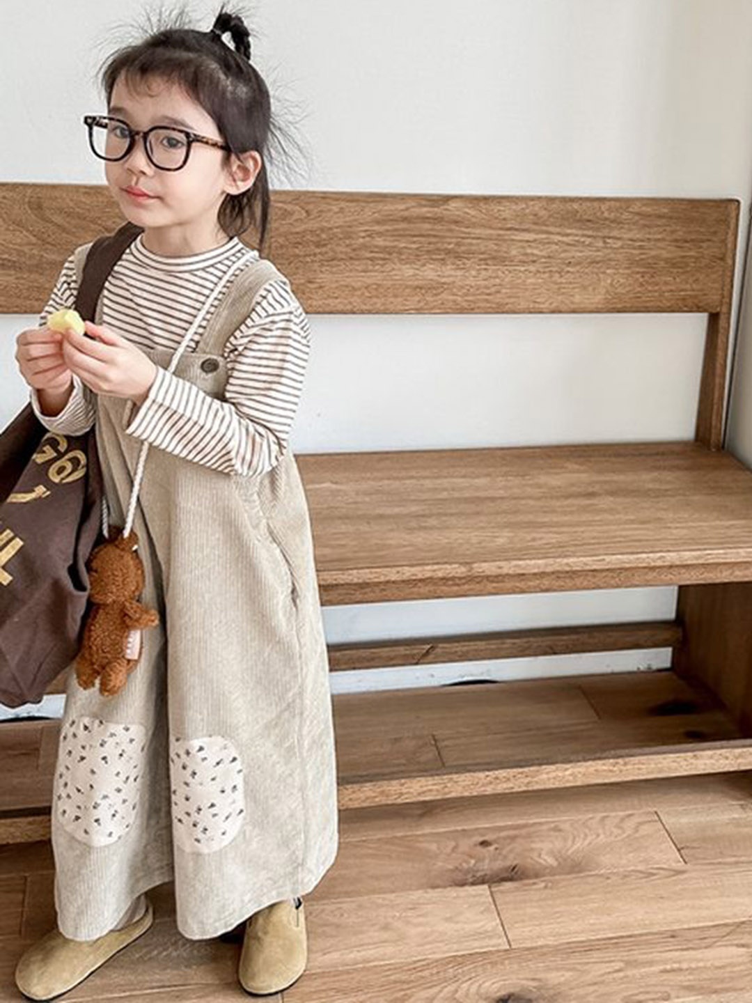 

LULU & SKY Girls Ankle-Length Dungaree, Khaki