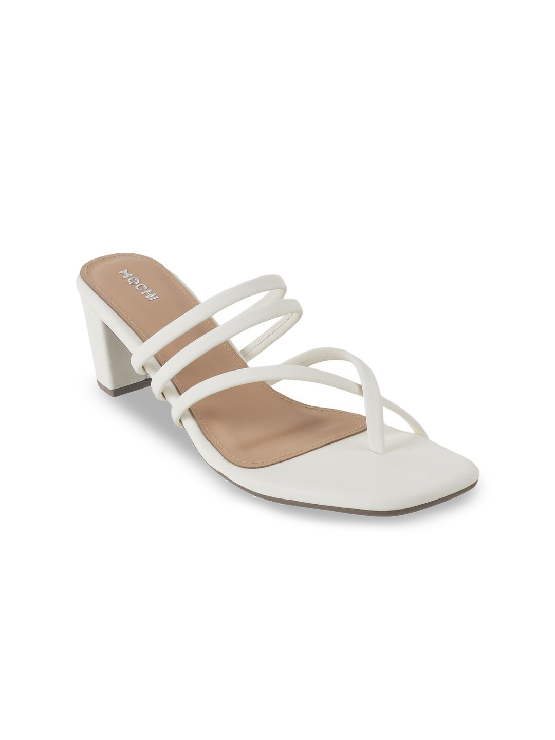 

Mochi Block Sandals with Buckles, White