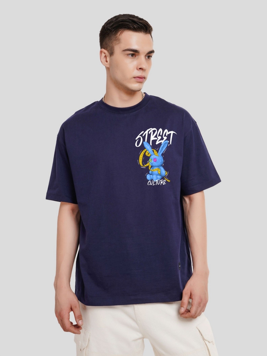 

Underrated Club Men Printed Bio Finish Applique T-shirt, Navy blue