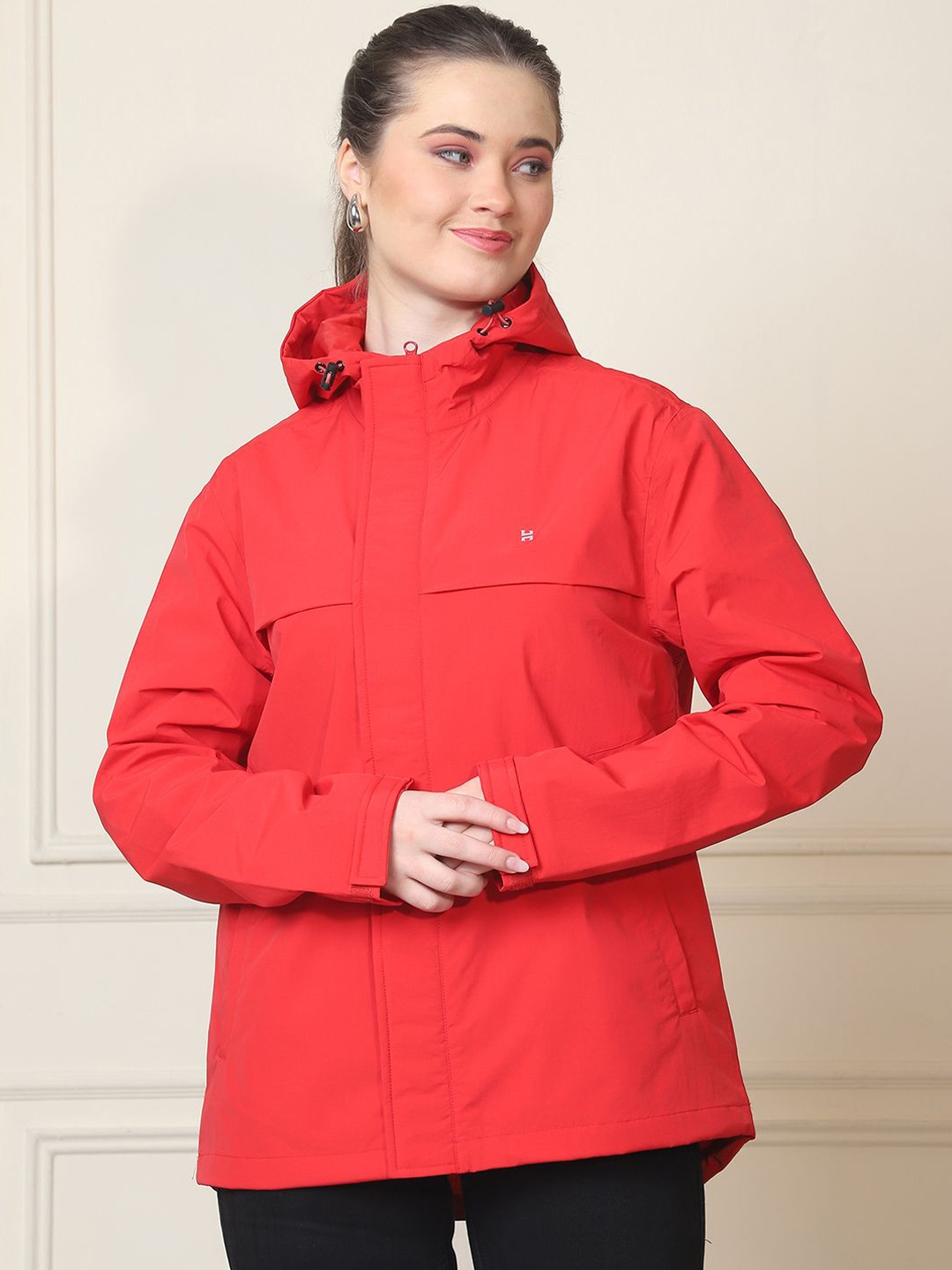 

HOUSE OF VEDAS Waterproof Hooded Rain Jacket, Red