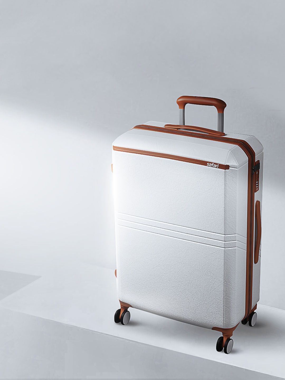 

Safari Heritage Textured Hard-Sided Cabin Trolley Bag, Off white
