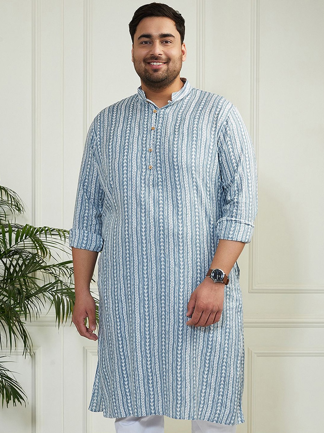 

VASTRAMAY Men Jacquard Kurta, Grey