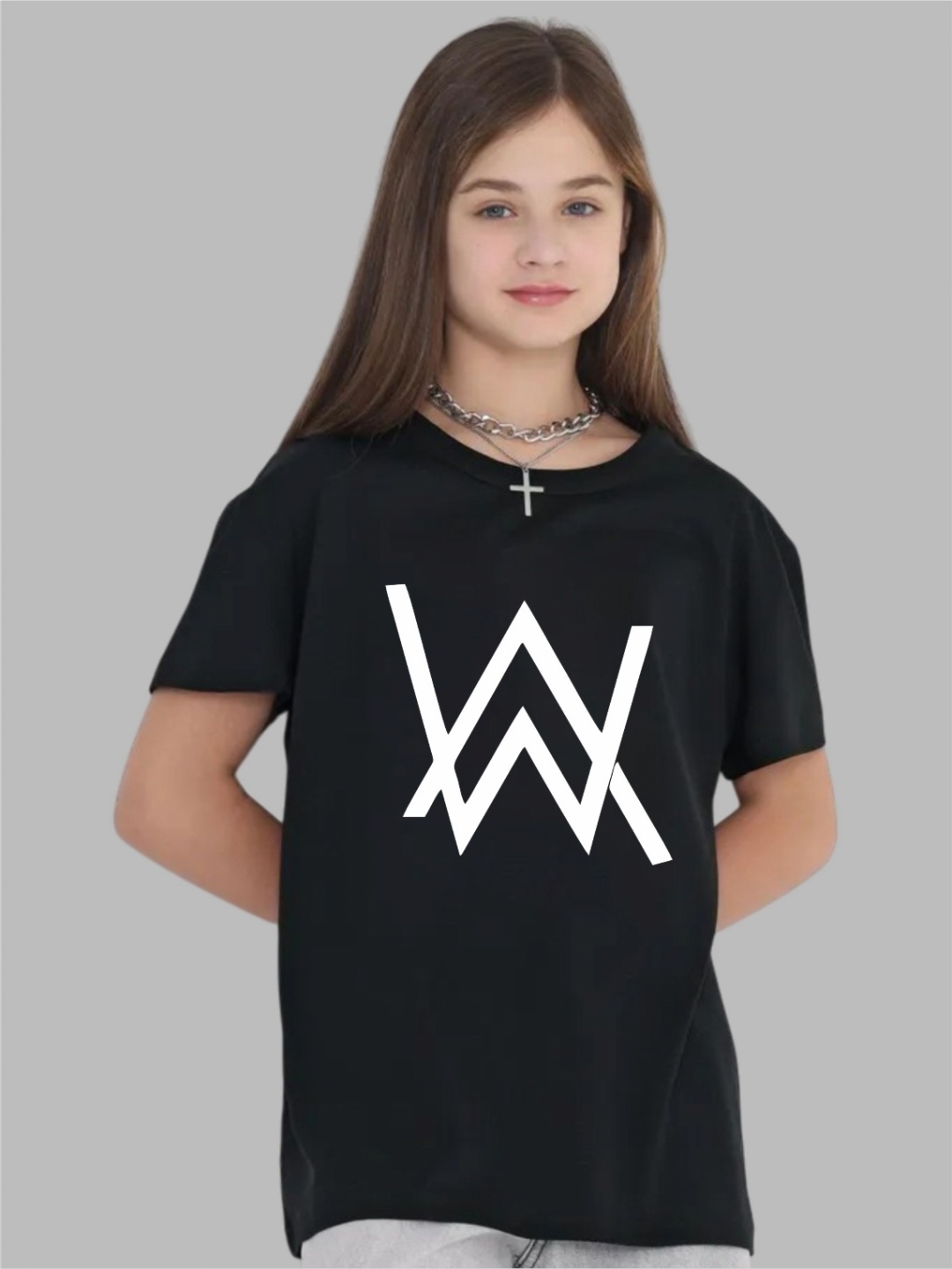 

Uniplanet store Girls Typography Printed T-shirt, Black