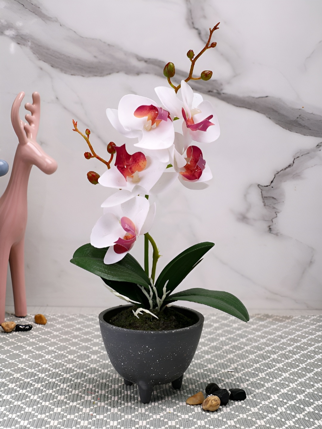 

TAYHAA Grey 1 Pieces Orchid Artificial Plant With Pot