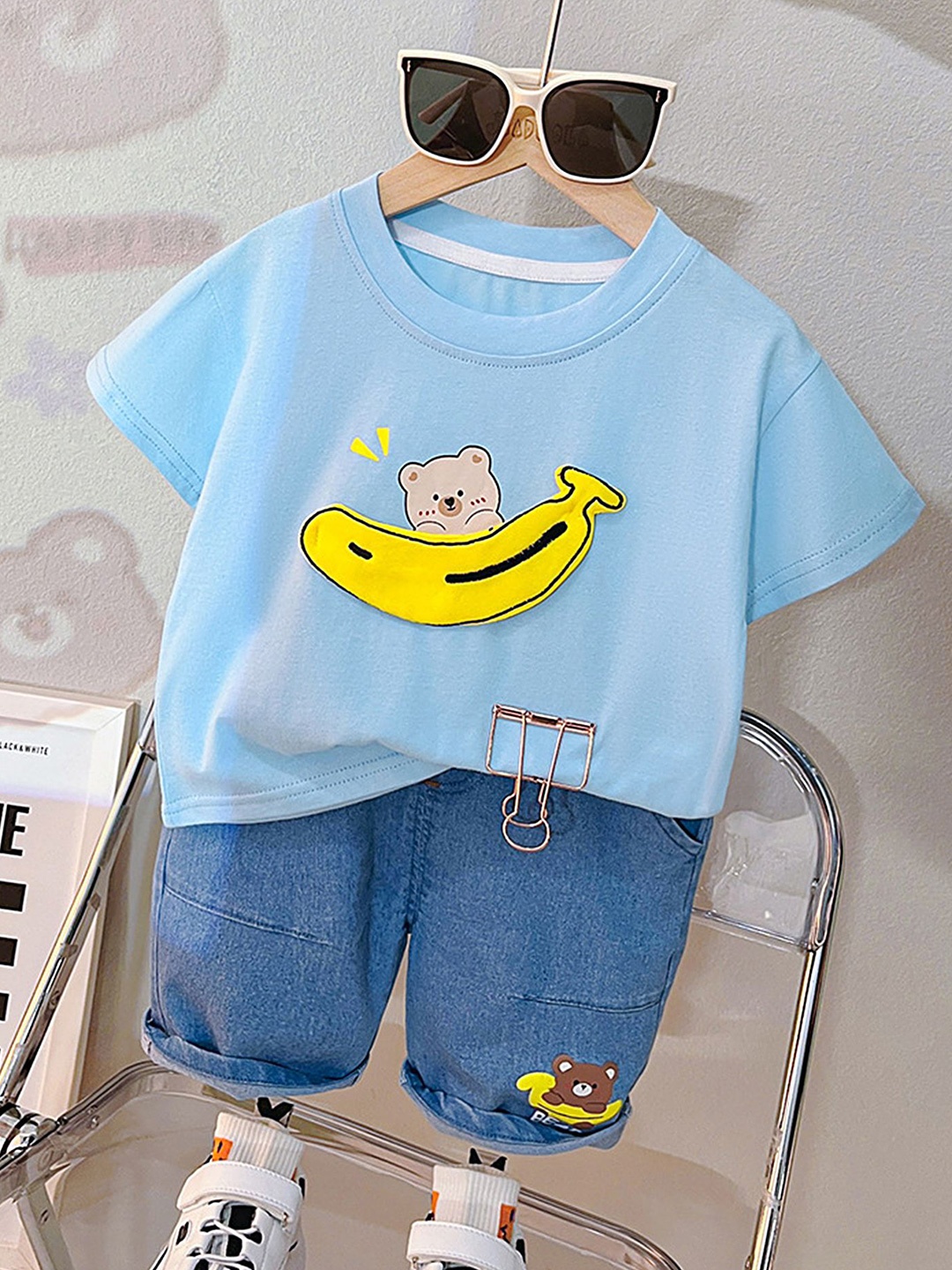 

LULU & SKY Boys Printed T-shirt with Shorts, Blue