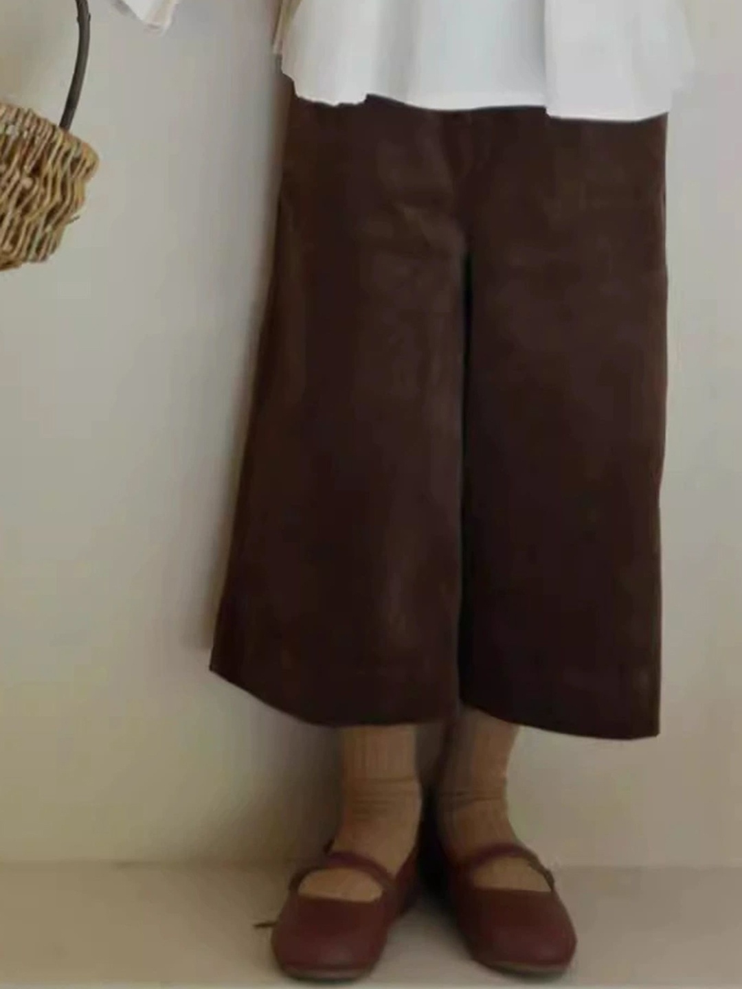 

LULU & SKY Girls Wide Leg High-Rise Low Distress Jeans, Brown