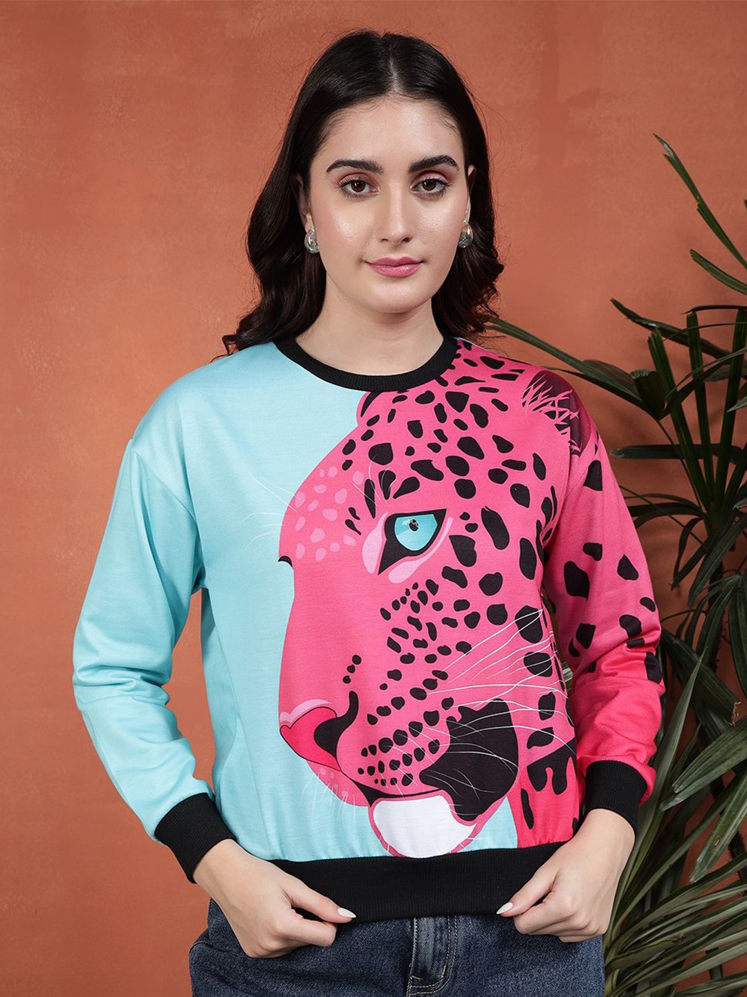 

BAESD Women Printed Sweatshirt, Blue