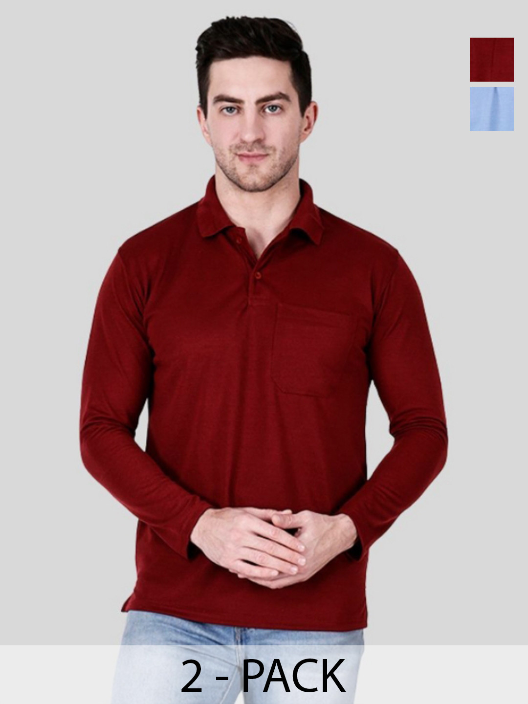 

SAIKSA FASHION Men 2 Polo Collar Applique T-shirt, Multi