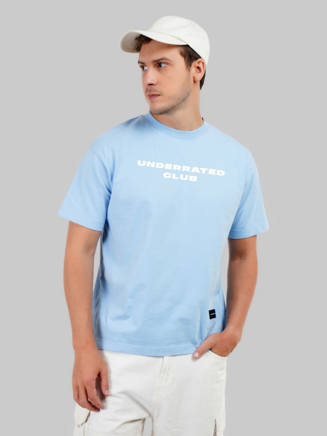 

Underrated Club Men Typography Printed Bio Finish Raw Edge T-shirt, Blue