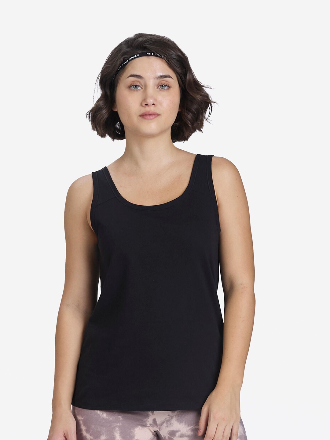 

Domyos By Decathlon Pure Cotton Scoop Neck Top, Black